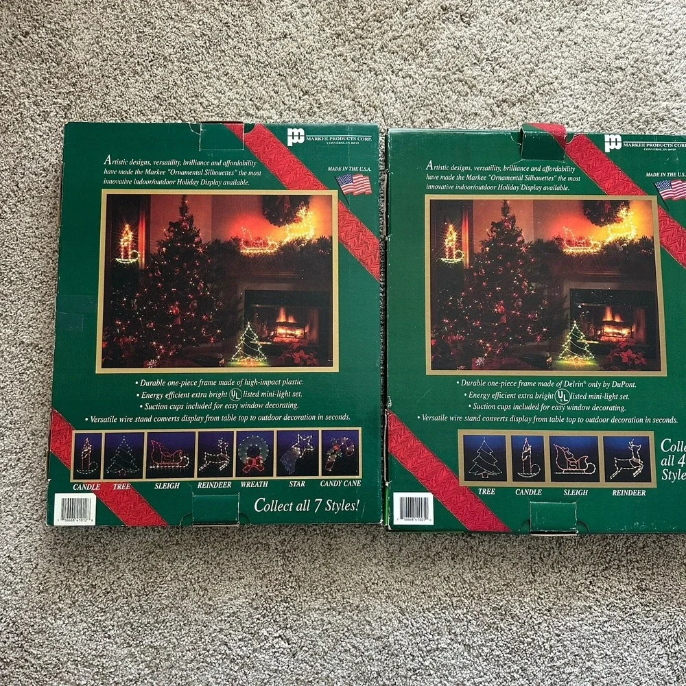 Lot /2 Christmas Silhouettes Light Up Tree &‎ Shooting Star Window Vintage 1995